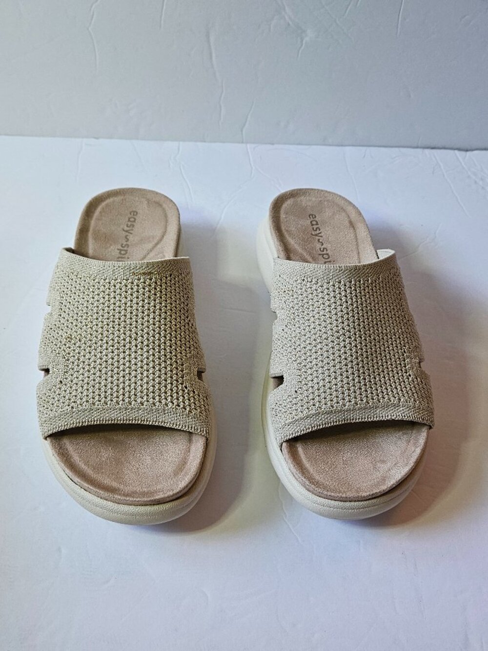 Easy Spirit Beige Slip-On Knit Sandals Womens Size 5.5 - Picture 2 of 6